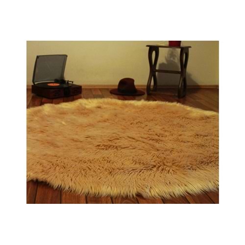 Evru Tavşan Tüyü Yumoş Post Halı (120x120) Camel