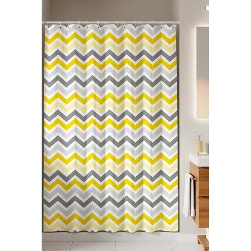Tropik Home -Corner Play Gri- Çift Kanatlı Banyo Duş Perdesi (2x110x200)