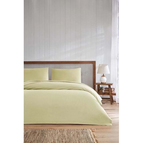 Özdilek -Colourist Bej- Bamboo Lastikli Çarşaflı Çift Kişilik Pike Takımı