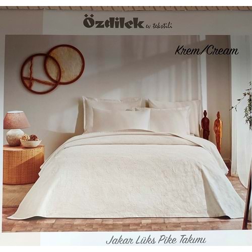 Özdilek Rf -Krem- Jakar Lux (Z) Çift Kişilik Pike Takımı (4 Yastık Kılıflı)