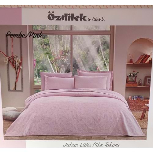 Özdilek Rf -Pembe- Jakar Lux (Z) Çift Kişilik Pike Takımı (4 Yastık Kılıflı)