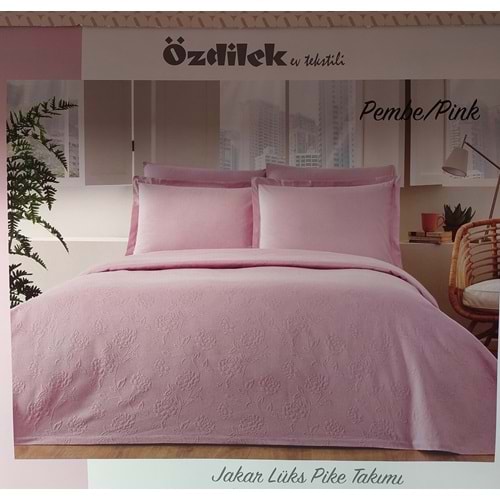 Özdilek Rf -Pembe- Jakar Lux KM (Z) Çift Kişilik Pike Takımı (4 Yastık Kılıflı)