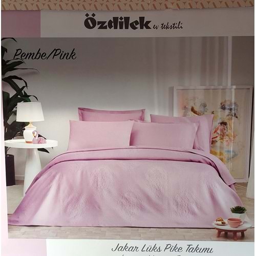 Özdilek Rf -Pembe- Jakar Lux KP (Z) Çift Kişilik Pike Takımı (4 Yastık Kılıflı)
