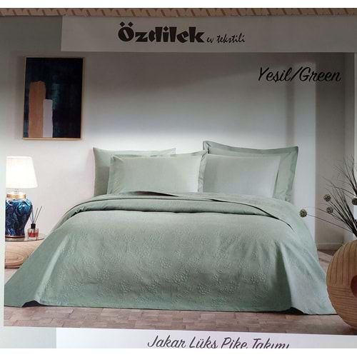 Özdilek Rf -Yeşil- Jakar Lux KM (Z) Çift Kişilik Pike Takımı (4 Yastık Kılıflı)