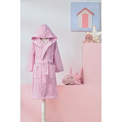 Özdilek 7/8 Yaş Kız Çocuk Kapüşonlu Kadife Pamuk Bornoz-Unicorn Pembe