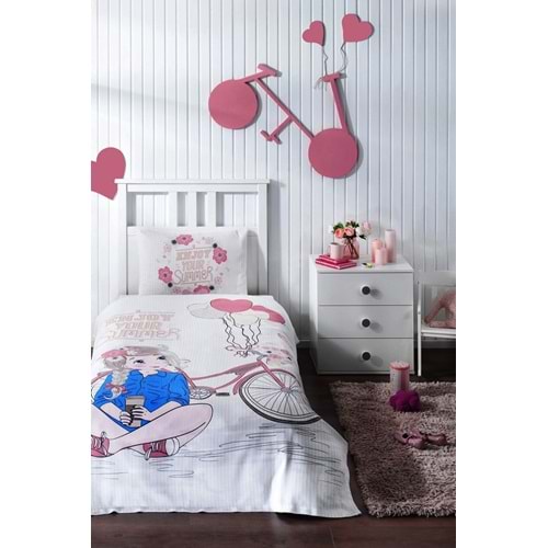 Özdilek Rf -Enjoy Beyaz- Kız Çocuk Tek Kişilik Pike Takımı