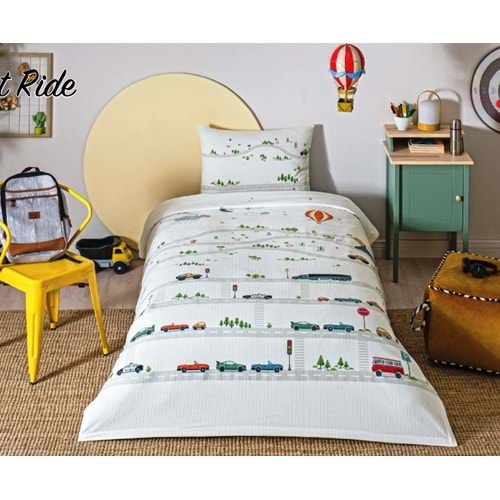 Özdilek Rf -Night Ride Mavi- Lastikli Çarşaflı Erkek Çocuk Tek Kişilik Pike Takımı