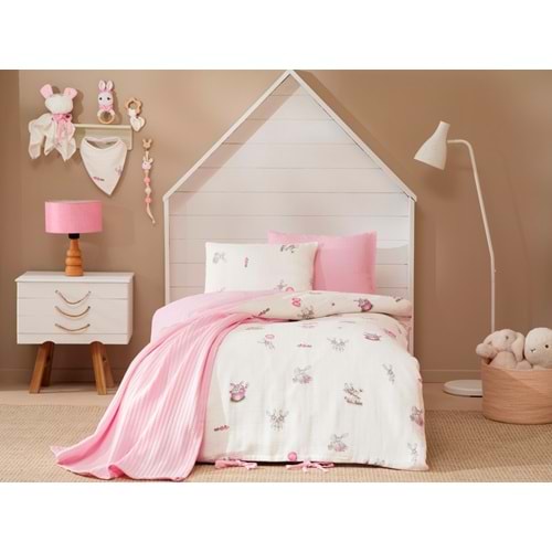 Özdilek 10 Parça Müslin Bebek Seti (Önlüklü)-Rabbit Pembe