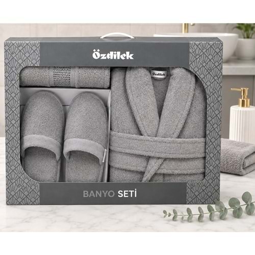 Özdilek Colourist Gümüş Kişisel Banyo Bornoz Seti (XL Beden)