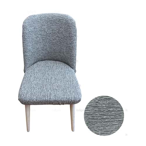 Mandaş Oval jakarlı Sandalye örtüsü Antrasit 6 lı gri
