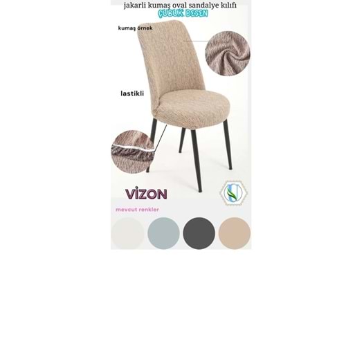 Mandaş Oval jakarlı Sandalye örtüsü krem 6 lı Vizon