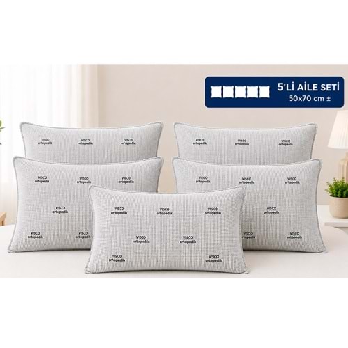 5li Aile Seti Lüx Medikal Ortopedik Visco Dolgulu Yastık (50x70)