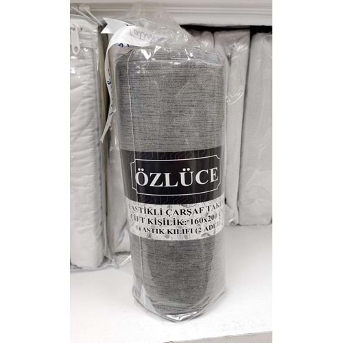 Özlü Fitted Lastikli Çift Kişilik Çarşaf Seti (160x200)-Koyu Gri