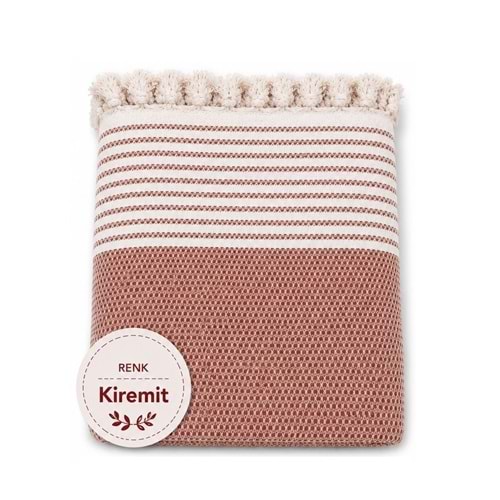 Pamuklu Kaymaz Hasır Dokuma Koltuk Örtüsü (180x220) - Kiremit