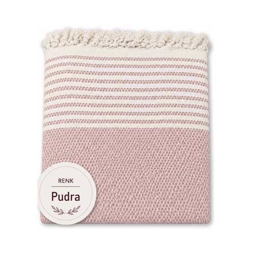 Pamuklu Kaymaz Hasır Dokuma Koltuk Örtüsü (180x220) - Pudra