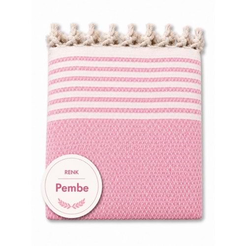 Pamuklu Kaymaz Hasır Dokuma Maxi Boy Kolları Örten Koltuk Örtüsü (180x310) - Pembe