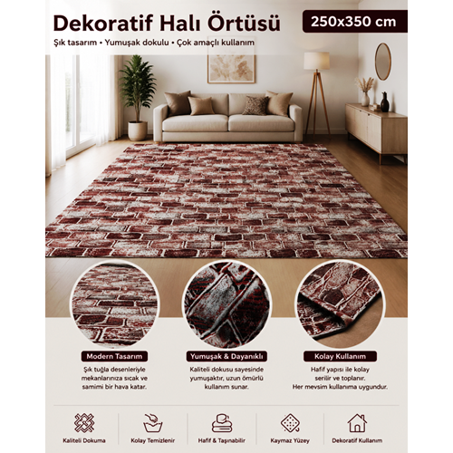 korkmaz mensucat lastiksiz halı örtüsü 9m2 (250*350) M2 Mürdüm