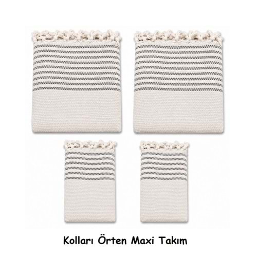 Pamuklu Kaymaz Hasır Dokuma Kolları Örten Maxi Takım Koltuk Örtüsü (3+3+1+1)