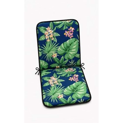 1 Adet Rattan Arkalıklı Sandalye Minderi (Kalınlık 4cm)-Tropikal Yeşil