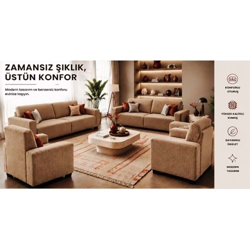 Mandaş Bohem Streç Maxi Takım Geniş Kullanım Alanlı Kakoa 3+3+1+1