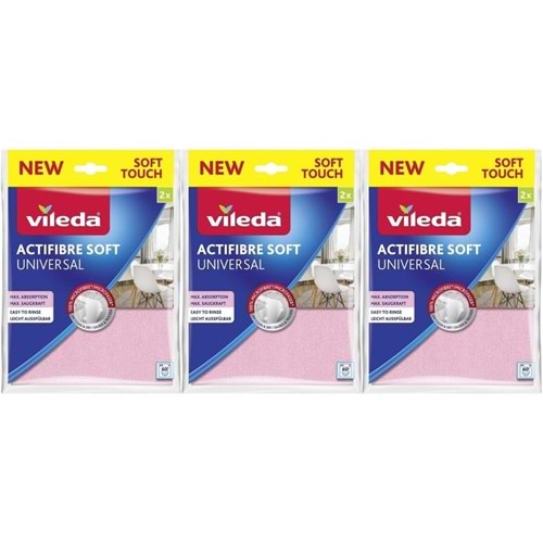 Vileda Yeni Soft Touch (6lı Set) Actifibre Soft Mikrofiber Temizlik Bezi Universal