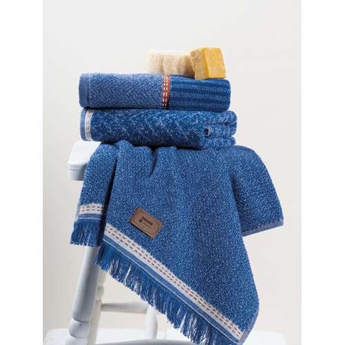 Cotton Box 1'lü Jakarlı Havlu (50x90)-Denim Mavi