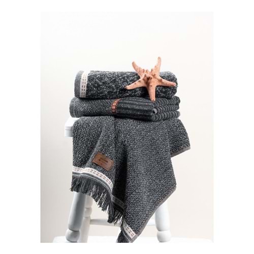 Cotton Box 1'lü Jakarlı Havlu (50x90)-Denim Anrasit