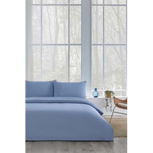 Özdilek -Colourist İndigo- Bamboo Lastikli Çarşaflı Çift Kişilik Pike Takımı