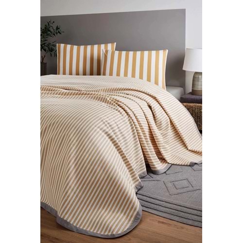 Özdilek Rf -Cabana Line Gold- Lastikli Çarşaflı Tek Kişilik Pike Takımı