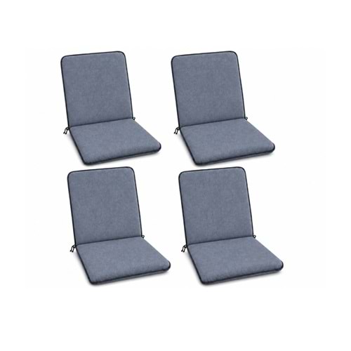 4 Adet Rattan Arkalıklı Sandalye Minderi (Kalınlık 4cm)-Primer Koyu Gri Yeni