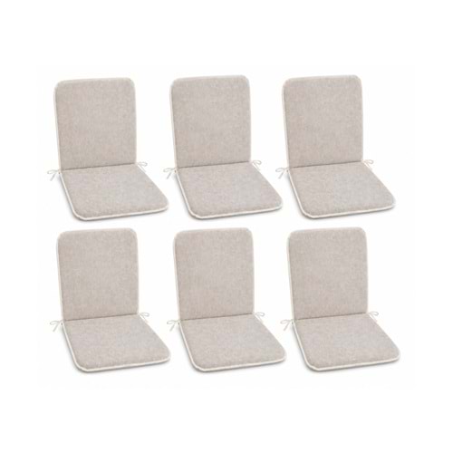 6 Adet Rattan Arkalıklı Sandalye Minderi (Kalınlık 4cm)-Primer Bej Yeni
