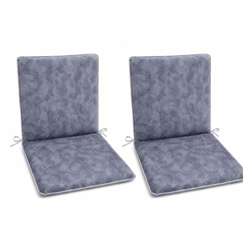 2 Adet Komutan Arkalıklı Sandalye Minderi, Extra Kalın (Kalınlık 5cm)-K.Gri Efektli Yeni