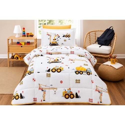 Özdilek Ranforce -Builder Sarı- Tek Kişilik Çocuk Uyku Seti