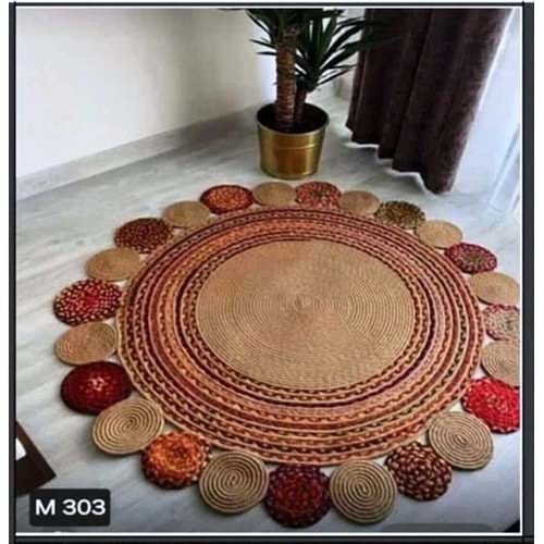 Mandaş Lemu Home Multy Renkli Halı M 303 120cm yuvarlak