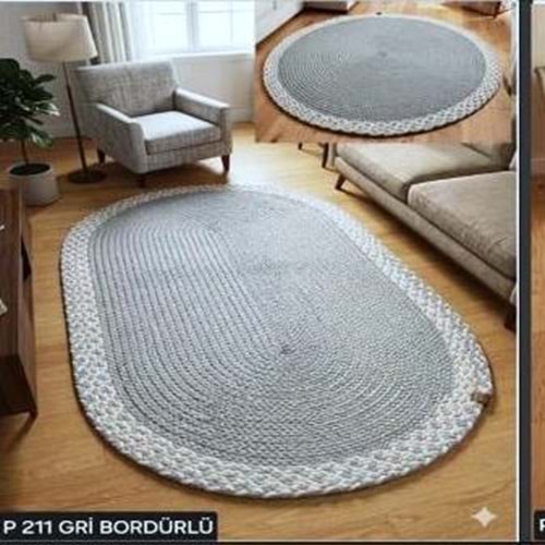 Mandaş Lemu Home Petek Halı -80*150 P 211 Gri Bordürlü