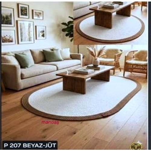 Mandaş Lemu Home Petek Halı -80*150 P 207 Beyaz jut