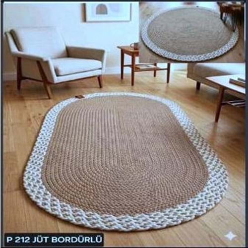 Mandaş Lemu Home Petek Halı -120 Cm Q yuvarlak P 212 Jut bordürlü kahve