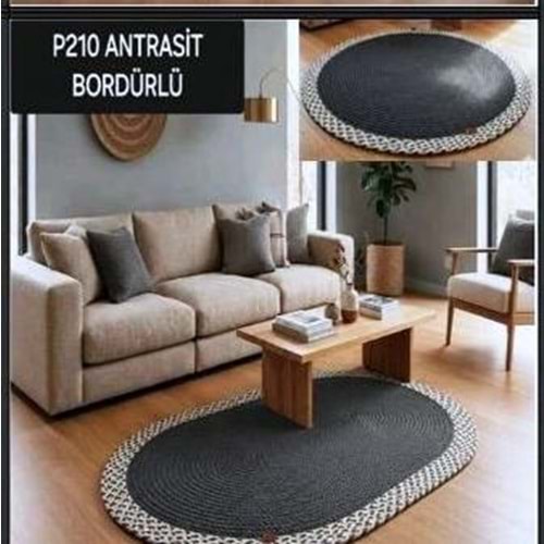 Mandaş Lemu Home Petek Halı -120 Cm Q yuvarlak P 210 Antrasit Bordürlü