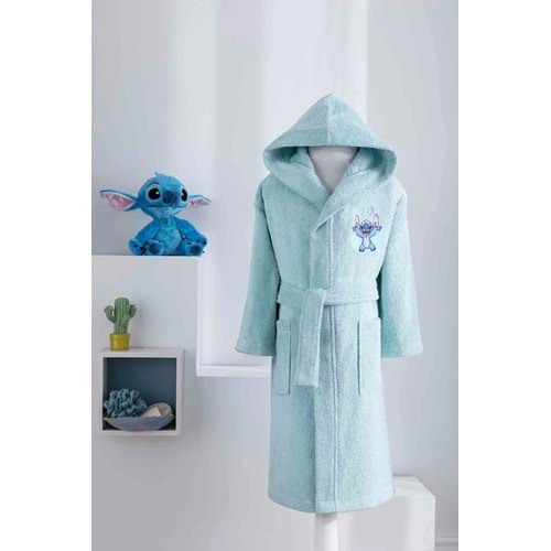 Özdilek Lisanslı Kapüşonlu Çocuk Bornozu 7/8 Yaş-Stitch P. Su Yeşili