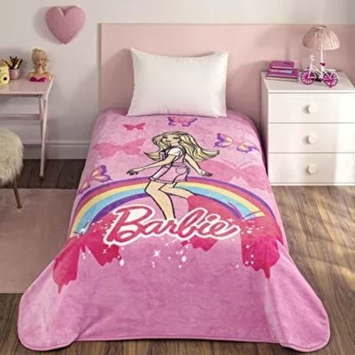 Taç Lisanslı Tek Kişilik Çocuk Battaniye (160x220)-Barbie Sun