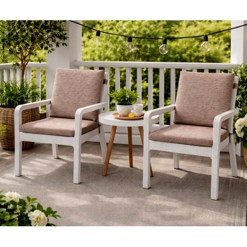 6 Adet Premium Şönil Arkalıklı Sandalye Minderi, Extra Kalın (Kalınlık 4,5cm)-K.Bej Düz