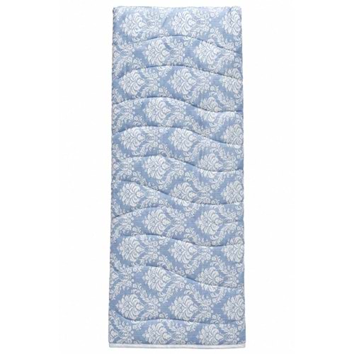 Manolya Pamuklu Çok Amaçlı Tek Kişilik Pike, Yatak Ört (155x220) - Mavi Damask