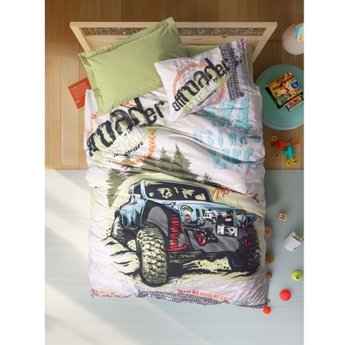 Cotton Box Rf Junior -Adventure Yeşil- Lastikli Çarşaflı Tek Kişilik Nevresim Takımı