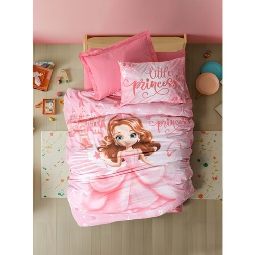 Cotton Box Rf Junior -Gimbiya Pembe- Lastikli Çarşaflı Tek Kişilik Nevresim Takımı