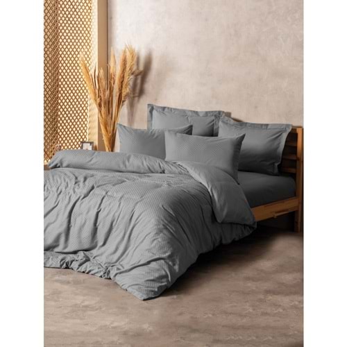 Cotton Box Rf Dual -Plaid Gri- Tek Kişilik Nevresim Takımı