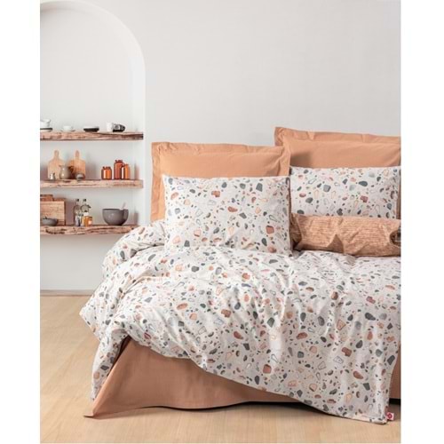 Cotton Box Rf Minimal -Oniks Karamel- Lastikli Çarşaflı Çift Kişilik Nevresim Takımı