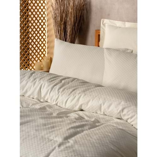 Cotton Box Rf Dual -Plaid Krem- Çift Kişilik Nevresim Takımı