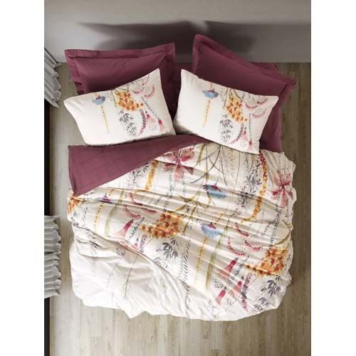 Cotton Box Rf Modeline -Flos Bordo- Çift Kişilik Nevresim Takımı