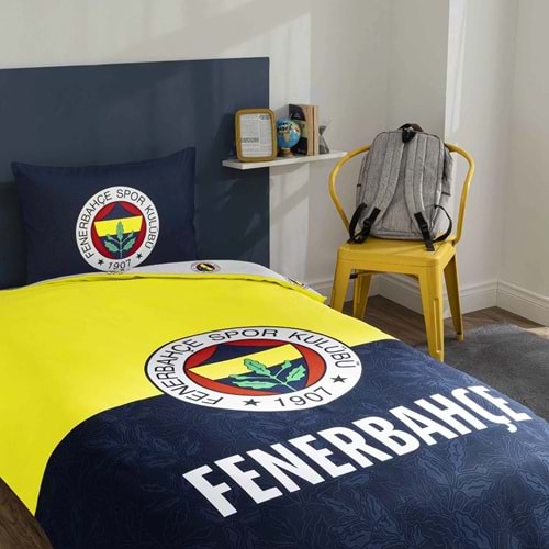 Taç Taraftar Lisanslı Ranforce Çarşafı Lastikli Tek Kişilik Nevresim Takımı-Fenerbahçe Efsane (120lik Çarşaf)