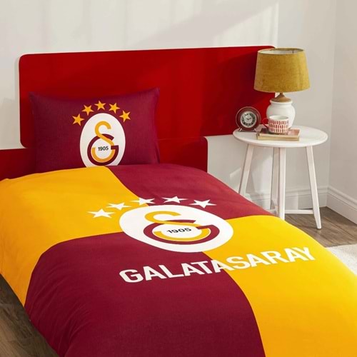 Taç Taraftar Lisanslı Ranforce Çarşafı Lastikli Tek Kişilik Nevresim Takımı-Galatasaray Efsane (120lik Çarşaf)